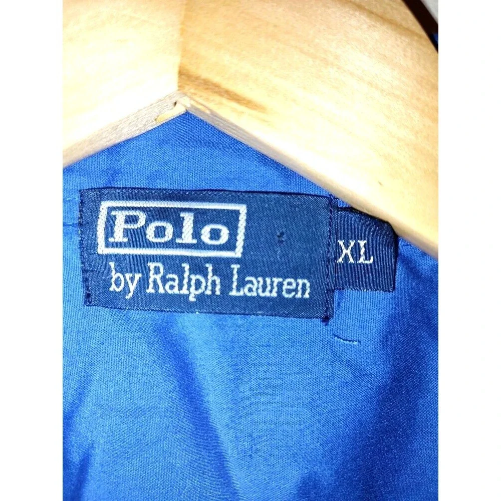 Men's Polo Ralph Lauren Lightweight Blue Cotton Red Logo Shirt Size XL